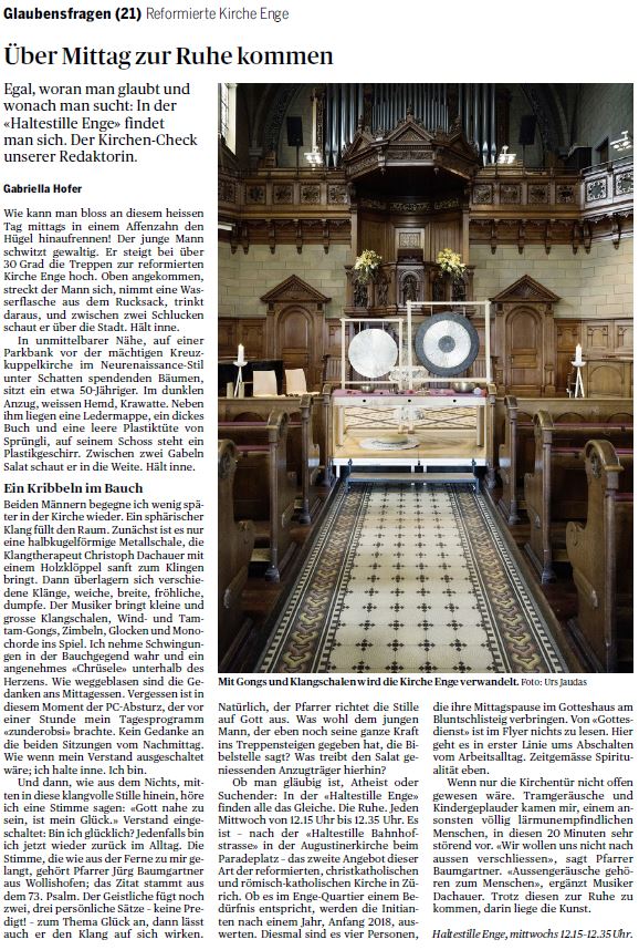 Haltestille Klangtag Tagesanzeiger